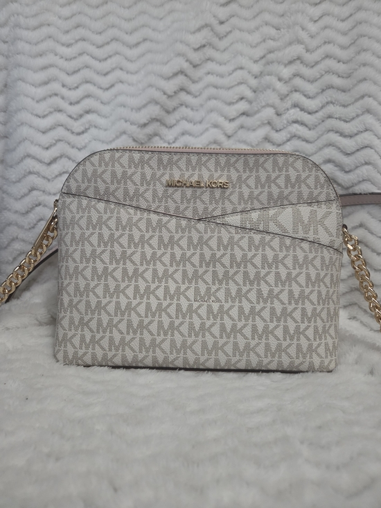 Michael Kors Handbags - Michael Kors Beige/Gold MK Jet Set Crossbody Bag